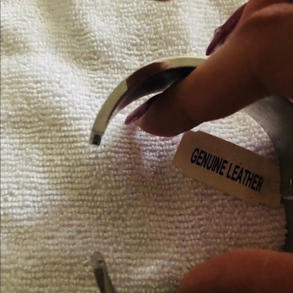 Teal leather and metal bracelet - Picture 3 of 3